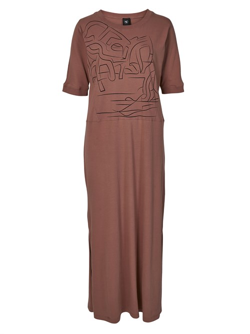 NÜ Zilla Lang Kjole, Jersey med Print, Terracotta